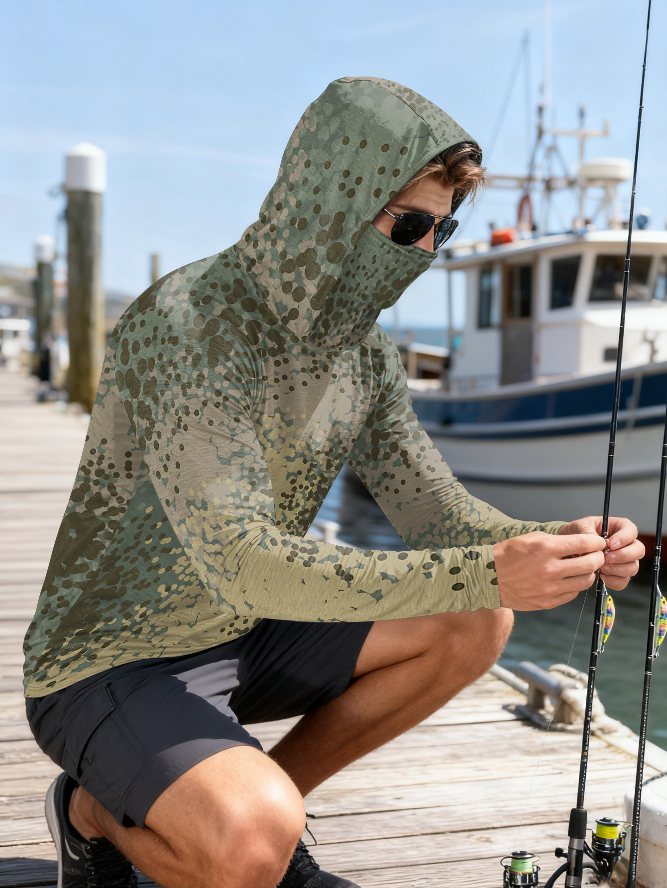 Men's Fishing Hooded Long-Slee - مراجعة Fishing Shirt Uv Protection وسعره
