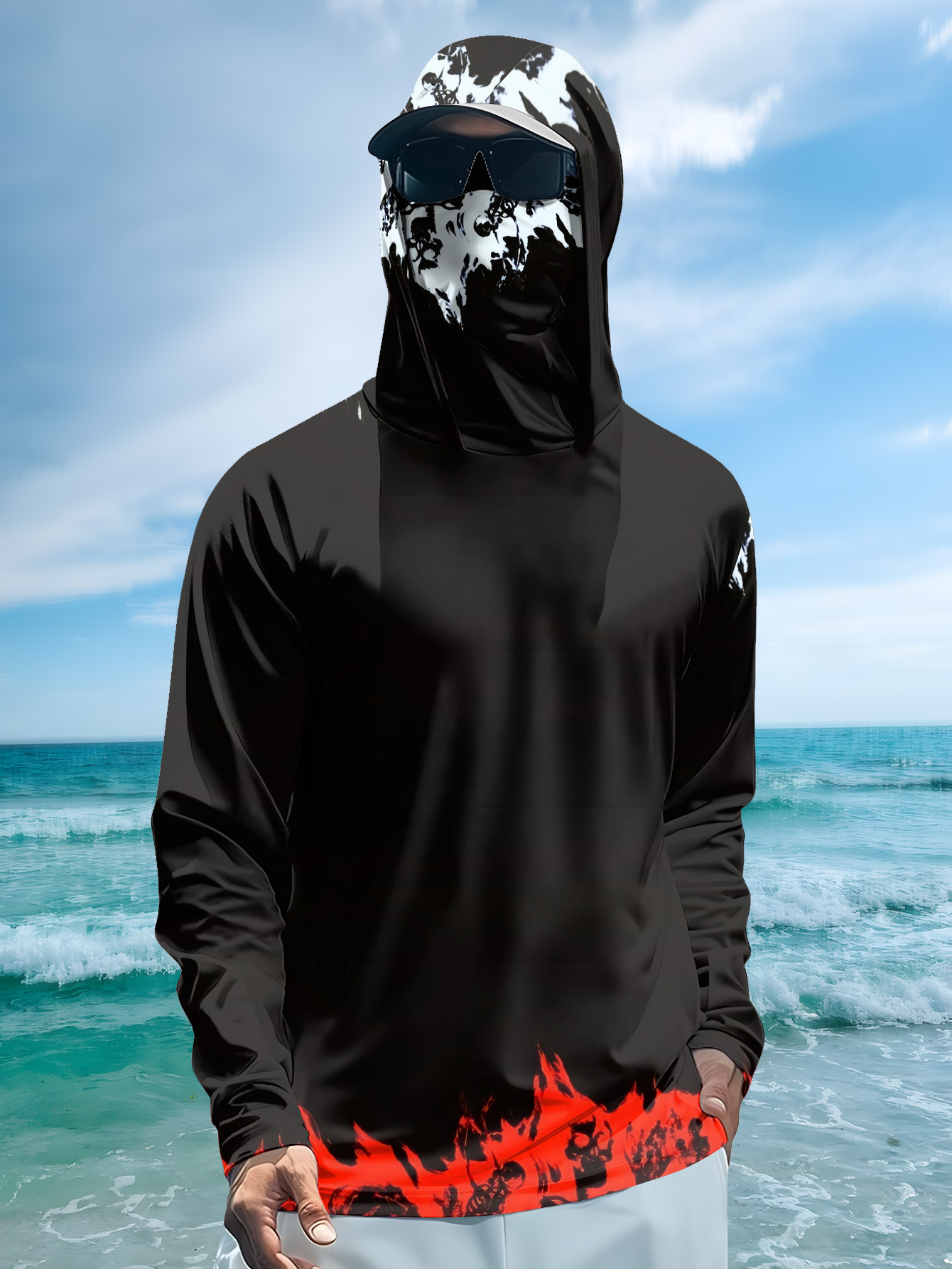 Men Hood Fishing Shirt long sl - مراجعة Fishing Shirt Uv Protection وسعره