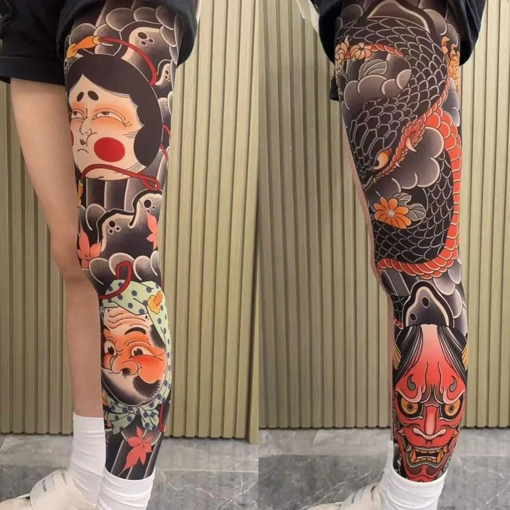 New Full Leg Fake Tattoo Socks - مراجعة Fishing Socks وسعره