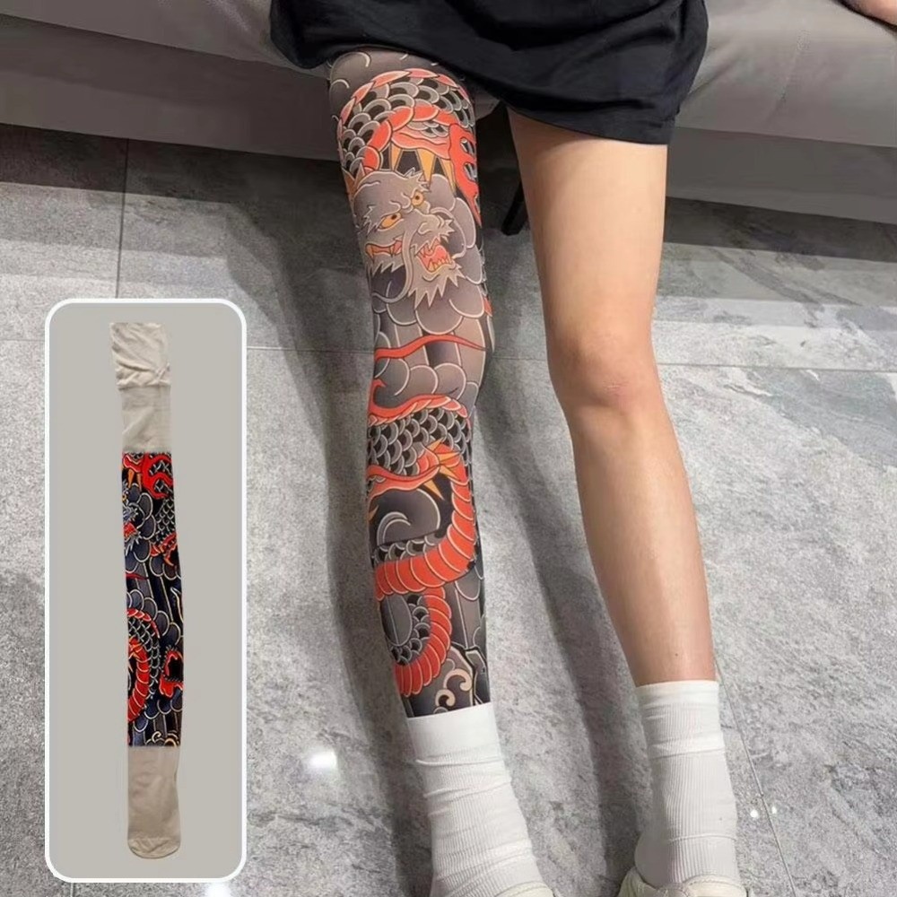 New Full Leg Fake Tattoo Socks - مراجعة Fishing Socks وسعره
