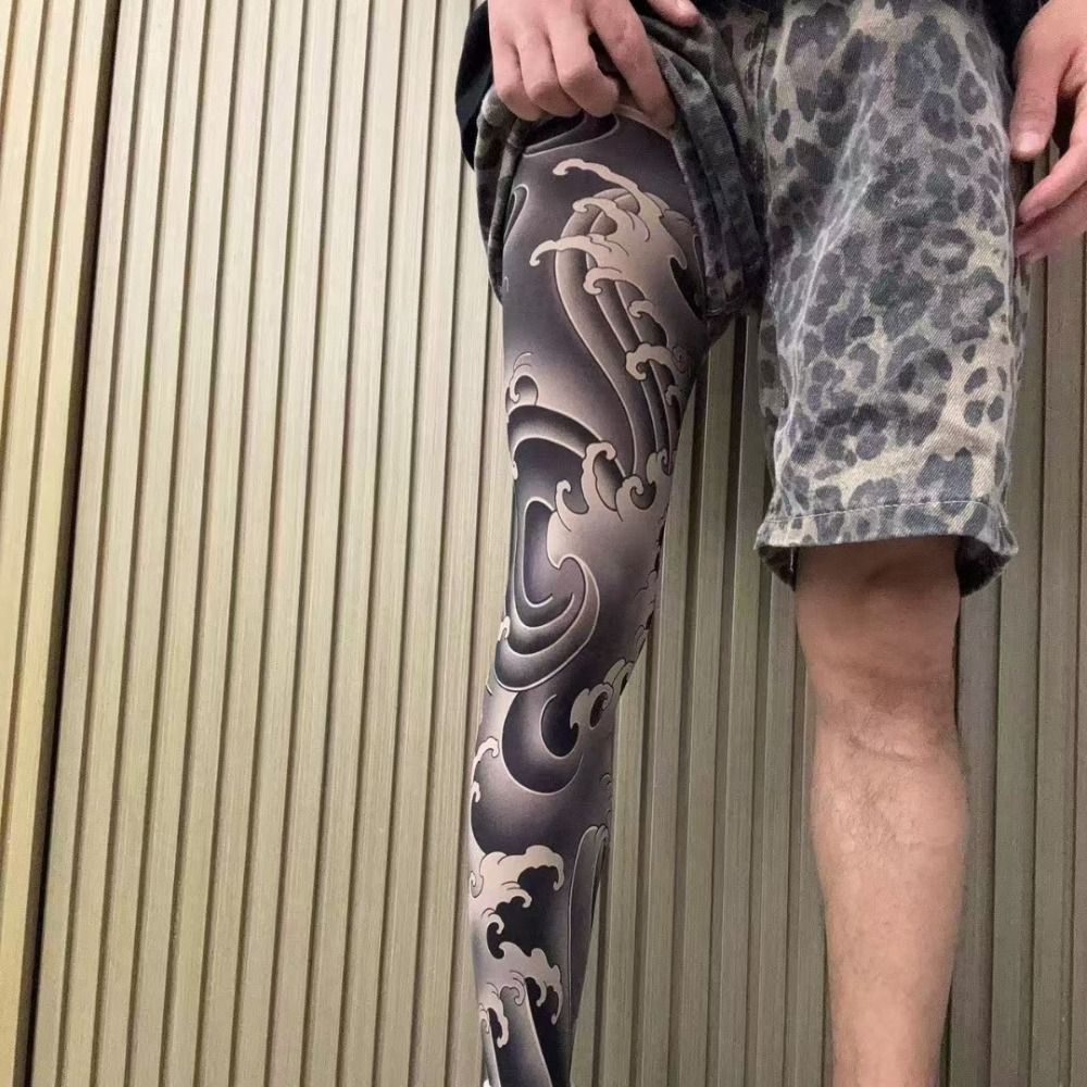 New Full Leg Fake Tattoo Socks - مراجعة Fishing Socks وسعره