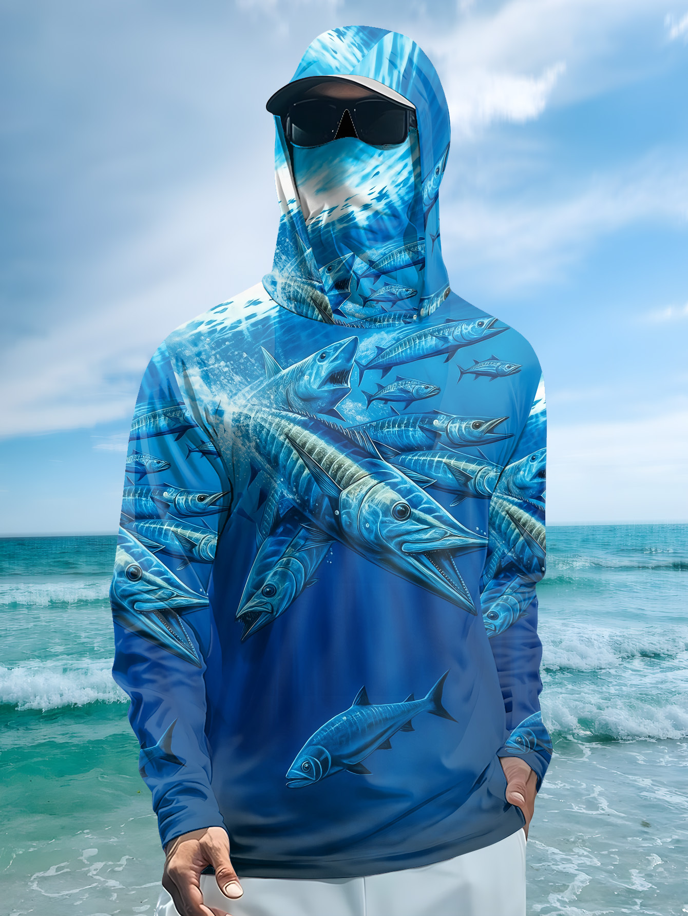 Men Hood Fishing Shirt long sl - مراجعة Fishing Shirt Uv Protection وسعره